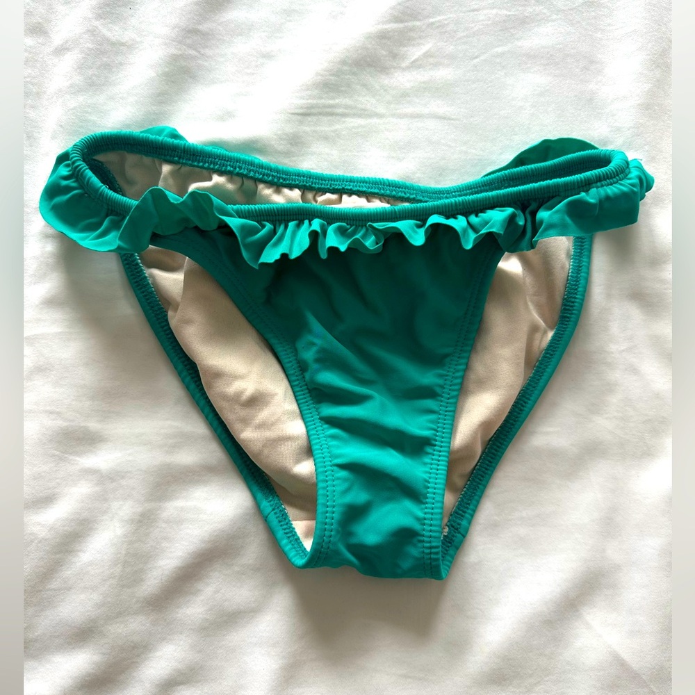 Teal ruffle bikini bottom